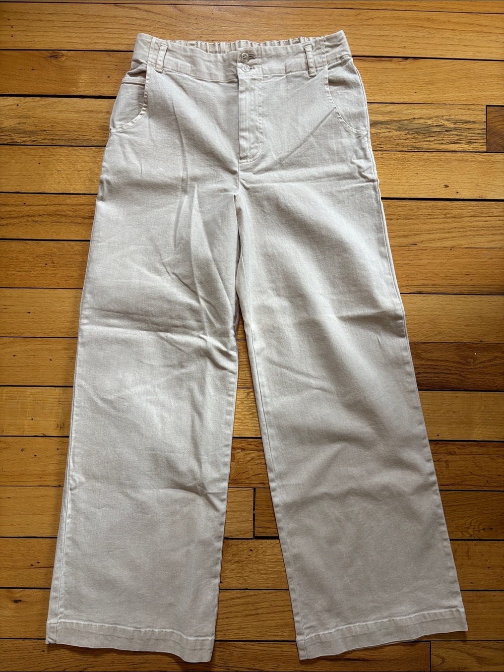 Women's Wide-Leg Chino Pants in Light Cream
